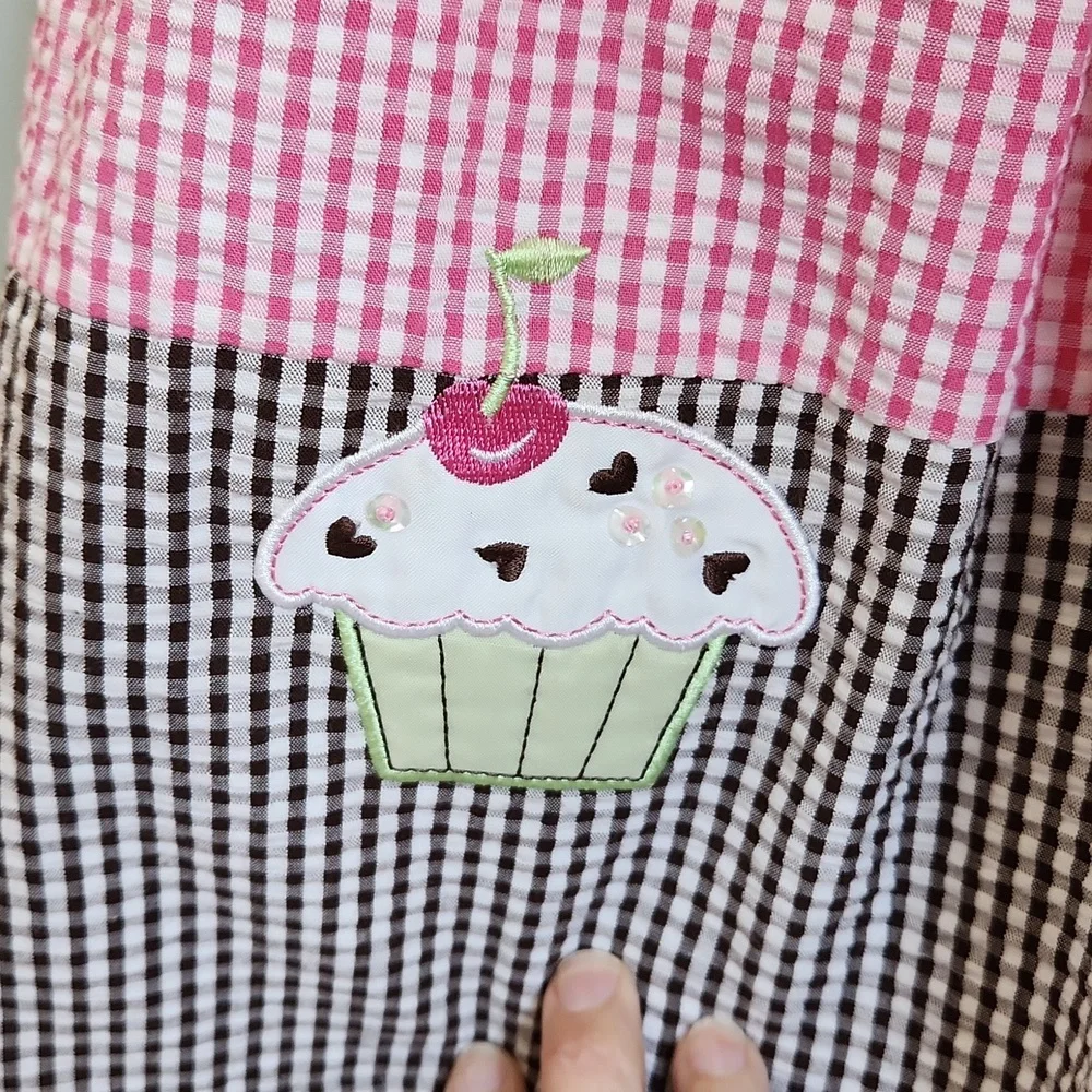 Rare, Too!, Girl's, Sz 4T, Pink & White +Br &White Gingham w 4 Appliques - Picture 7 of 10